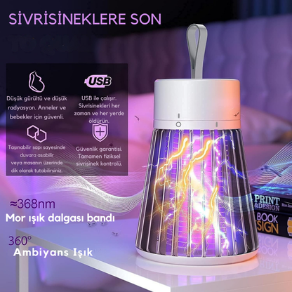 EcoZap USB Şarjlı Taşınabilir Elektrikli Sivrisinek ve Sinek Öldürücü Lamba